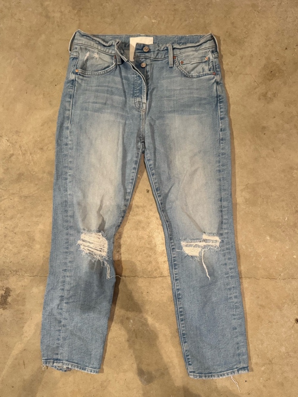 MOTHER Light Blue Ripped Boyfriend Jeans